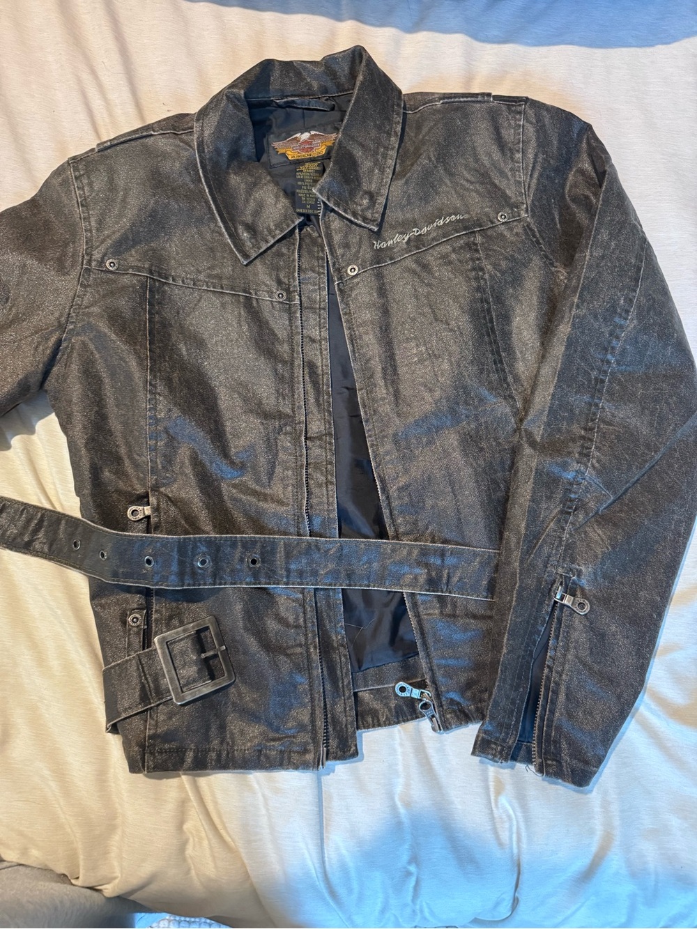 Authentic Harley-Davidson Black Jacket with Embroidered Eagle Patch - Picture 6 of 7